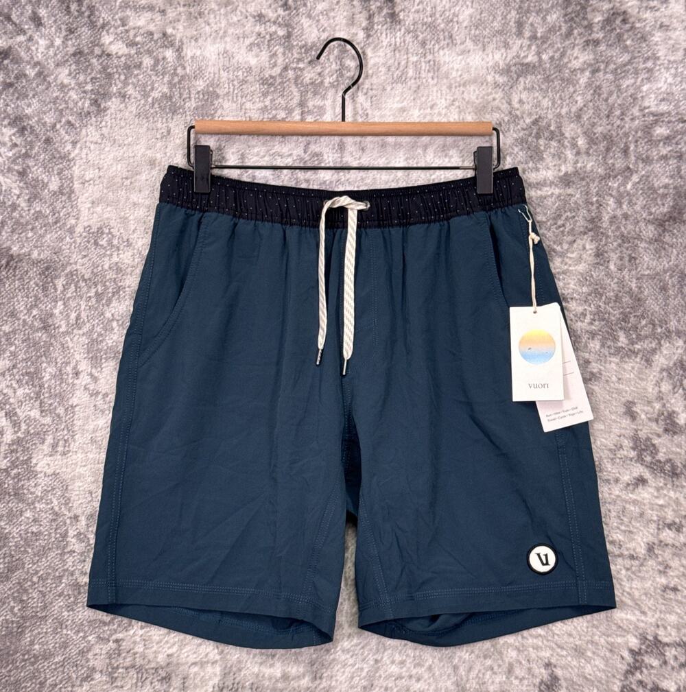 New Vuori Kore Shorts Medium Mens 7" Lined Indigo Blue